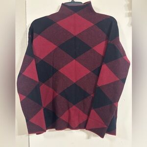 Tahari Burgundy and Black Diamond Sweater